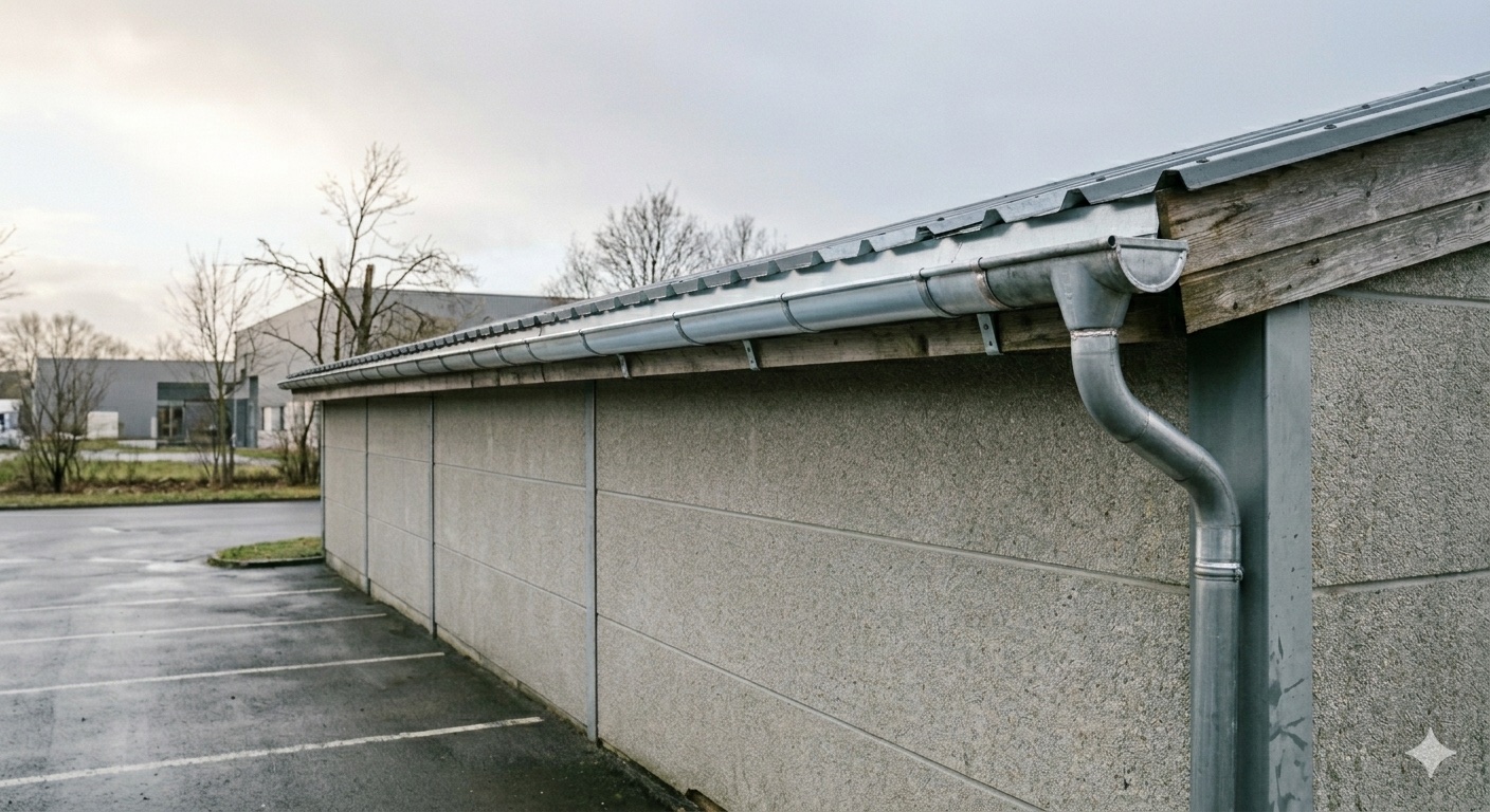 Dachrinne Nachher — fachgerecht reparierte Zinkrinne mit neuem Teilstück und neuen Haltern